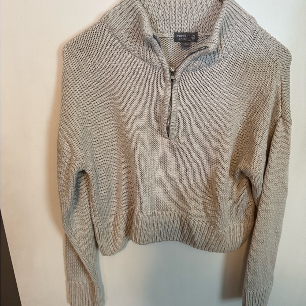 Women's Beige Cowl Neck Sweater